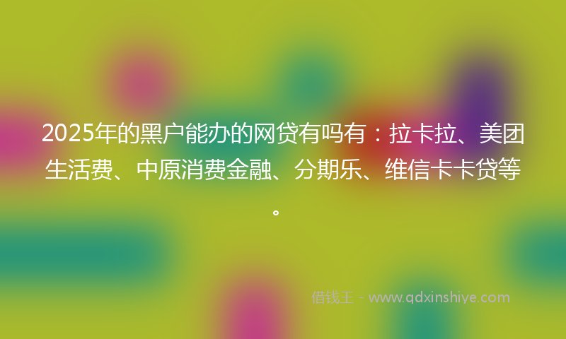 2025年的黑户能办的网贷有吗有：拉卡拉、美团生活费、中原消费金融、分期乐、维信卡卡贷等。