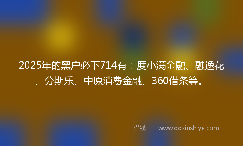 2025年的黑户必下714有：度小满金融、融逸花、分期乐、中原消费金融、360借条等。
