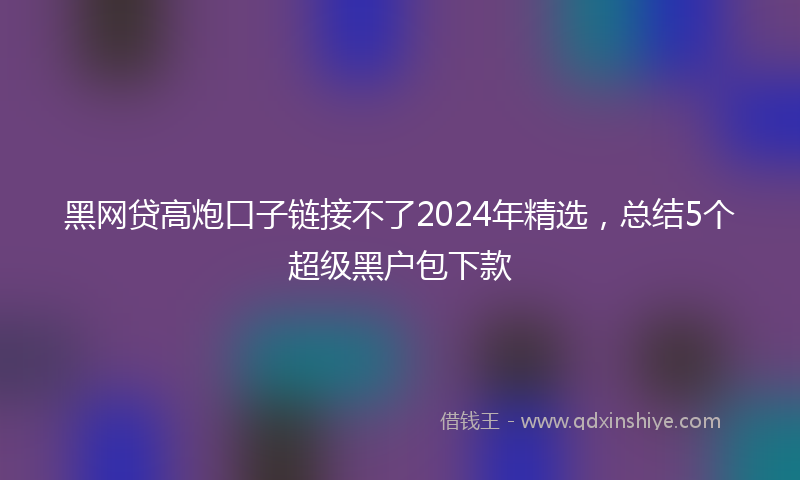 黑网贷高炮口子链接不了2024年精选，总结5个超级黑户包下款