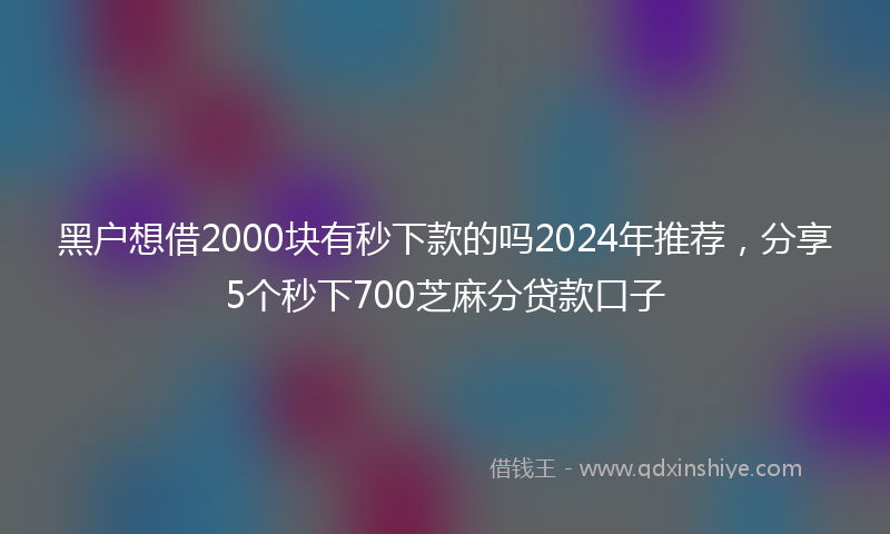 黑户想借2000块有秒下款的吗2024年推荐，分享5个秒下700芝麻分贷款口子