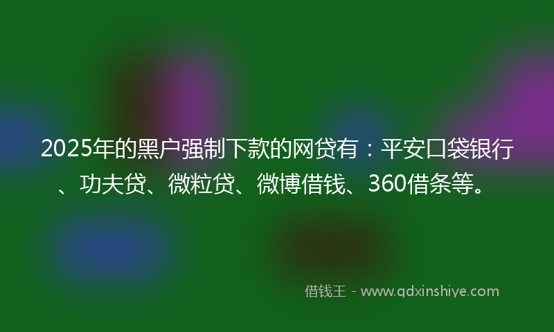 2025年的黑户强制下款的网贷有：平安口袋银行、功夫贷、微粒贷、微博借钱、360借条等。