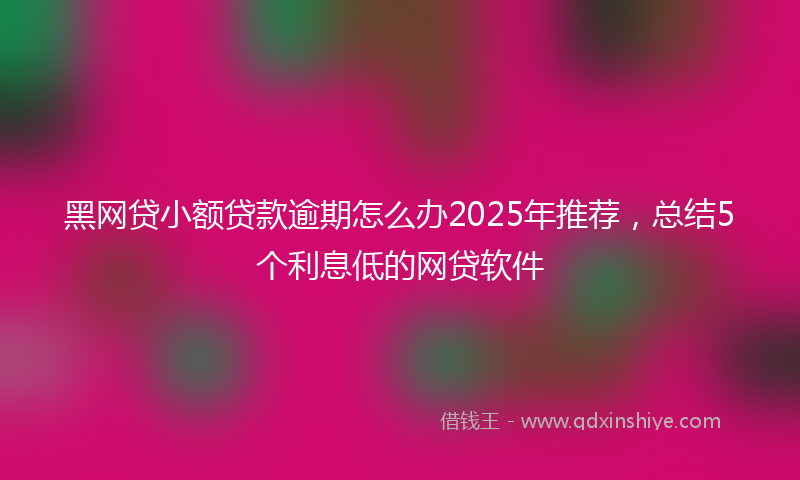 黑网贷小额贷款逾期怎么办2025年推荐，总结5个利息低的网贷软件