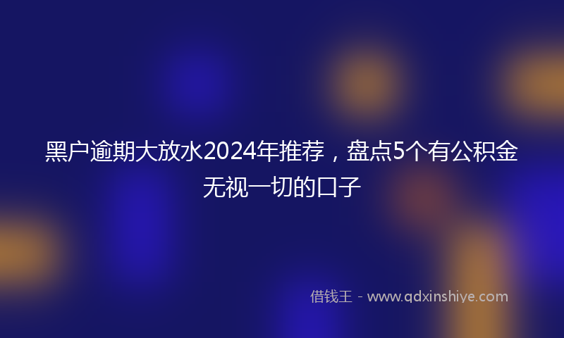 黑户逾期大放水2024年推荐，盘点5个有公积金无视一切的口子