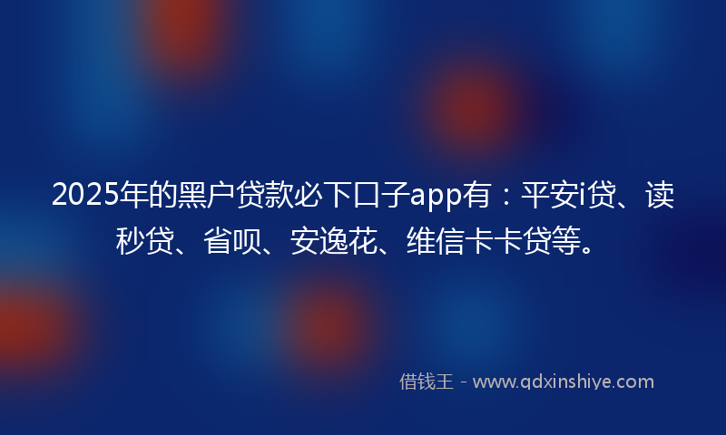 2025年的黑户贷款必下口子app有：平安i贷、读秒贷、省呗、安逸花、维信卡卡贷等。
