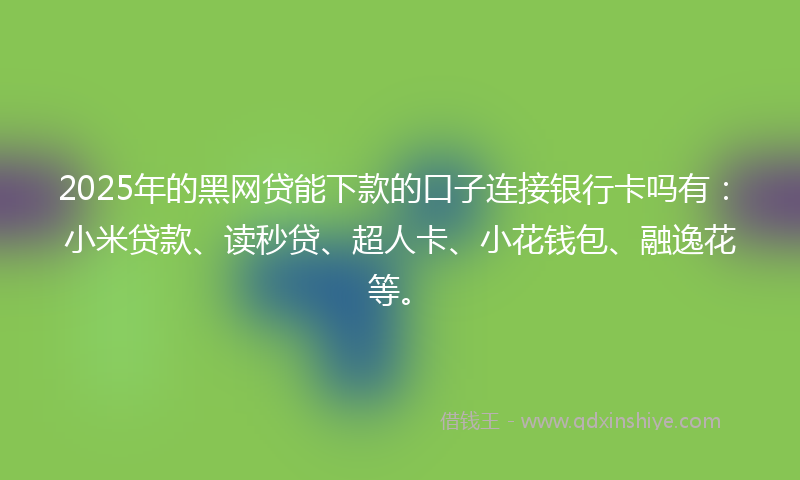 2025年的黑网贷能下款的口子连接银行卡吗有：小米贷款、读秒贷、超人卡、小花钱包、融逸花等。