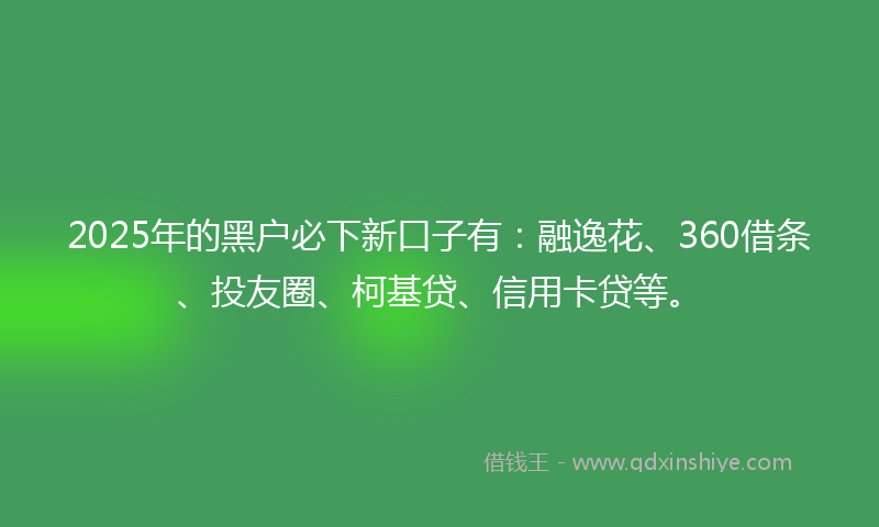 2025年的黑户必下新口子有：融逸花、360借条、投友圈、柯基贷、信用卡贷等。