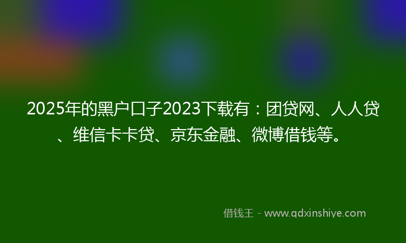 2025年的黑户口子2023下载有：团贷网、人人贷、维信卡卡贷、京东金融、微博借钱等。