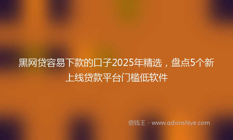 黑网贷容易下款的口子2025年精选，盘点5个新上线贷款平台门槛低软件