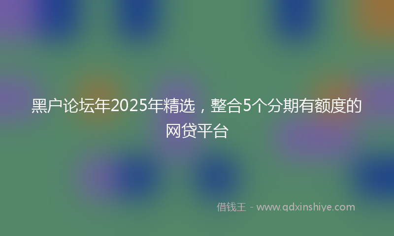黑户论坛年2025年精选，整合5个分期有额度的网贷平台