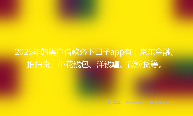 2025年的黑户借款必下口子app有：京东金融、拍拍贷、小花钱包、洋钱罐、微粒贷等。