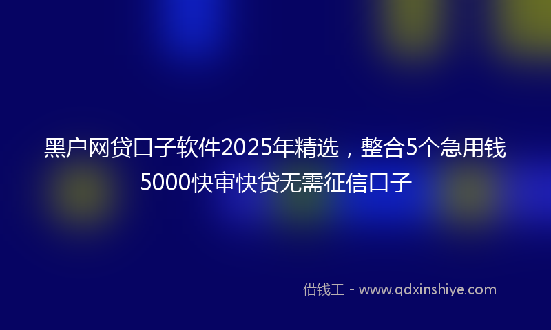 黑户网贷口子软件2025年精选，整合5个急用钱5000快审快贷无需征信口子