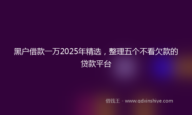 黑户借款一万2025年精选，整理五个不看欠款的贷款平台