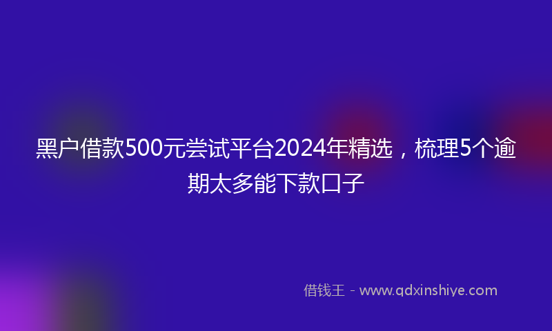 黑户借款500元尝试平台2024年精选，梳理5个逾期太多能下款口子