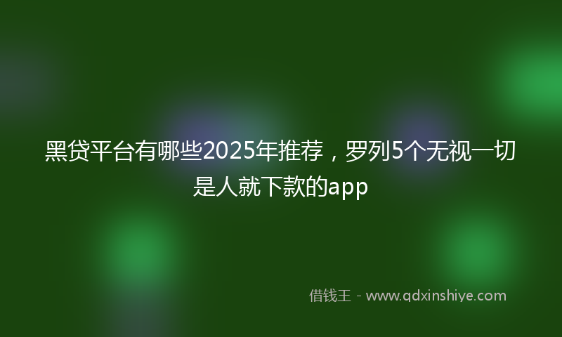 黑贷平台有哪些2025年推荐，罗列5个无视一切是人就下款的app