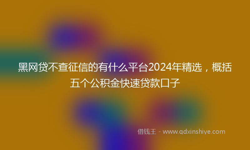 黑网贷不查征信的有什么平台2024年精选，概括五个公积金快速贷款口子