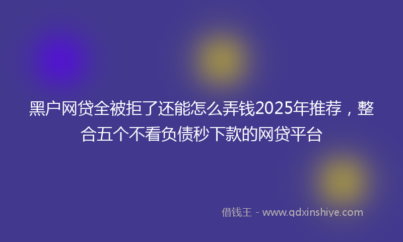黑户网贷全被拒了还能怎么弄钱2025年推荐，整合五个不看负债秒下款的网贷平台