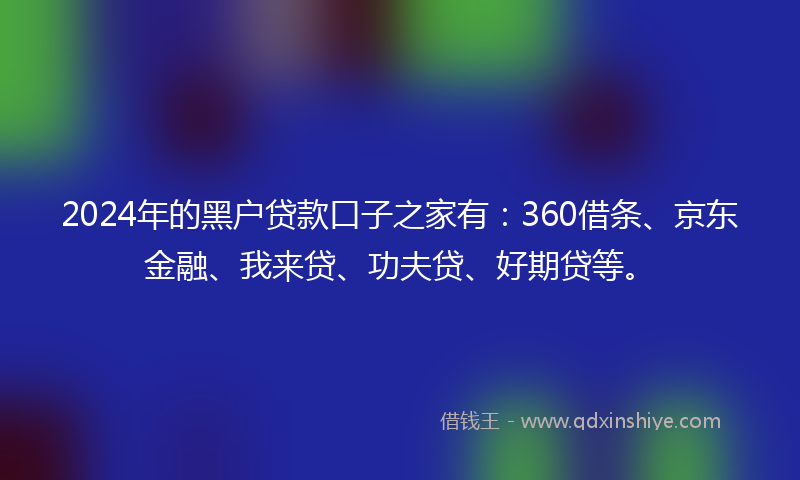 2024年的黑户贷款口子之家有：360借条、京东金融、我来贷、功夫贷、好期贷等。