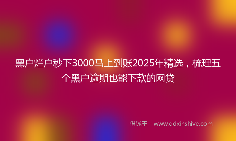 黑户烂户秒下3000马上到账2025年精选，梳理五个黑户逾期也能下款的网贷