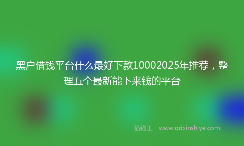 黑户借钱平台什么最好下款10002025年推荐，整理五个最新能下来钱的平台