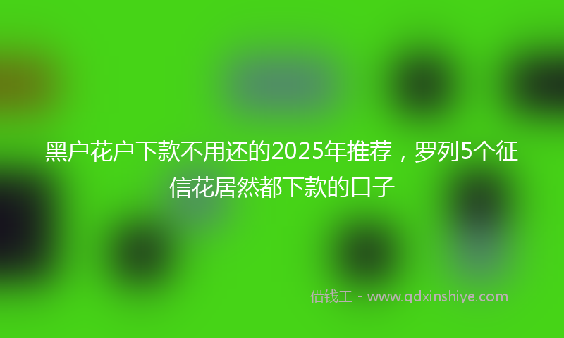 黑户花户下款不用还的2025年推荐，罗列5个征信花居然都下款的口子