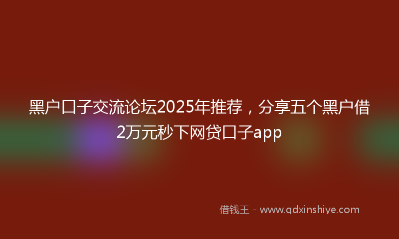 黑户口子交流论坛2025年推荐，分享五个黑户借2万元秒下网贷口子app