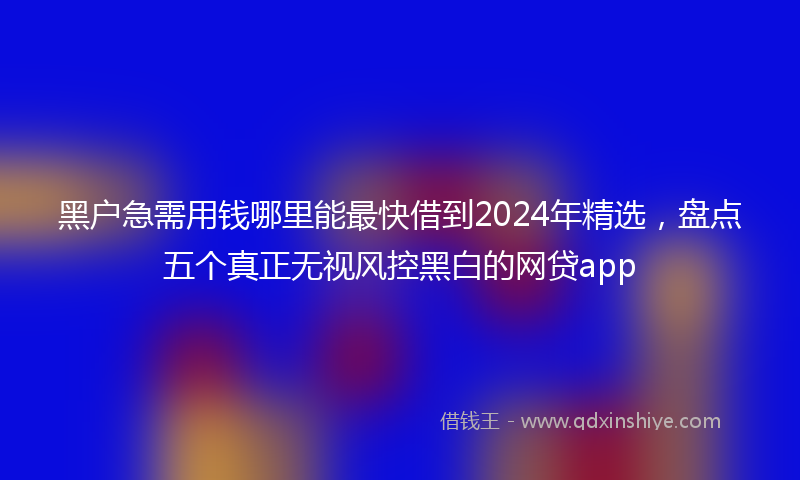 黑户急需用钱哪里能最快借到2024年精选，盘点五个真正无视风控黑白的网贷app