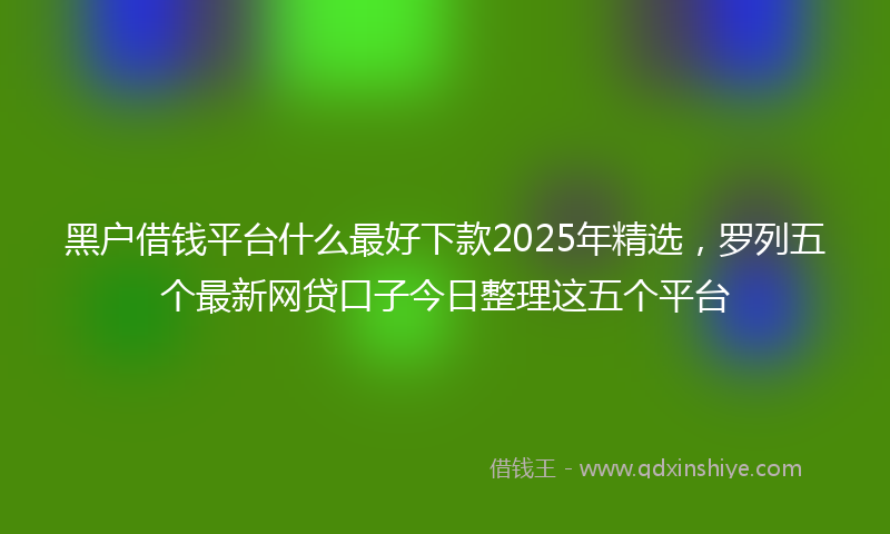 黑户借钱平台什么最好下款2025年精选，罗列五个最新网贷口子今日整理这五个平台