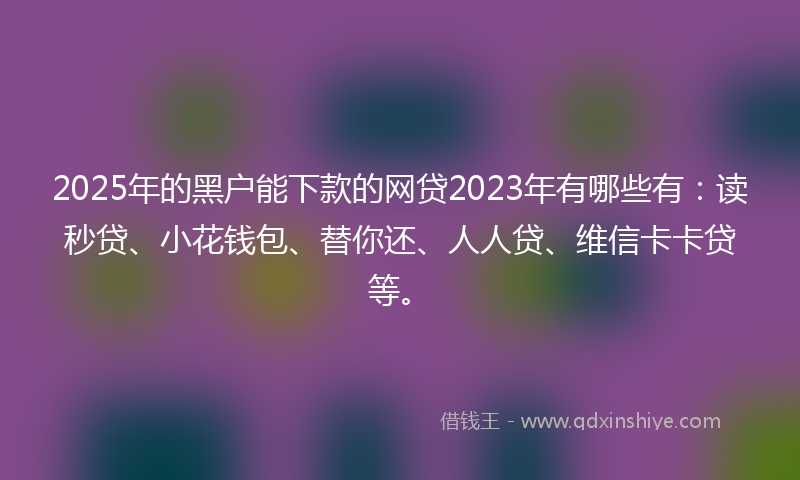 2025年的黑户能下款的网贷2023年有哪些有：读秒贷、小花钱包、替你还、人人贷、维信卡卡贷等。