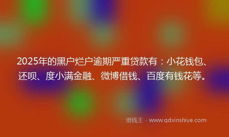 2025年的黑户烂户逾期严重贷款有：小花钱包、还呗、度小满金融、微博借钱、百度有钱花等。