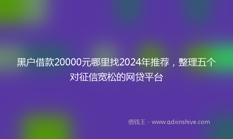 黑户借款20000元哪里找2024年推荐，整理五个对征信宽松的网贷平台