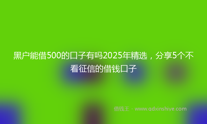 黑户能借500的口子有吗2025年精选，分享5个不看征信的借钱口子