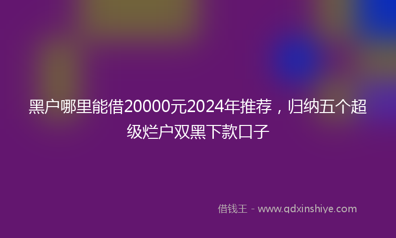 黑户哪里能借20000元2024年推荐，归纳五个超级烂户双黑下款口子