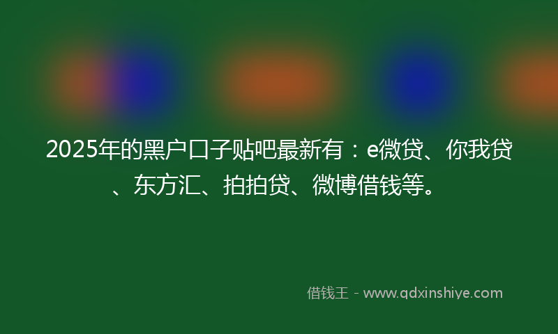 2025年的黑户口子贴吧最新有：e微贷、你我贷、东方汇、拍拍贷、微博借钱等。