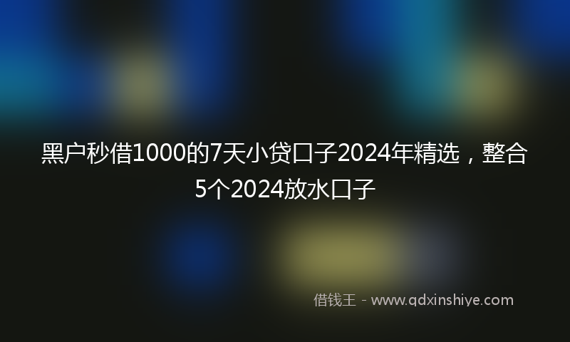 黑户秒借1000的7天小贷口子2024年精选，整合5个2024放水口子