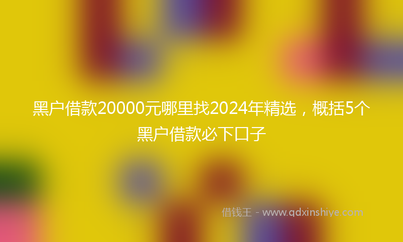 黑户借款20000元哪里找2024年精选，概括5个黑户借款必下口子