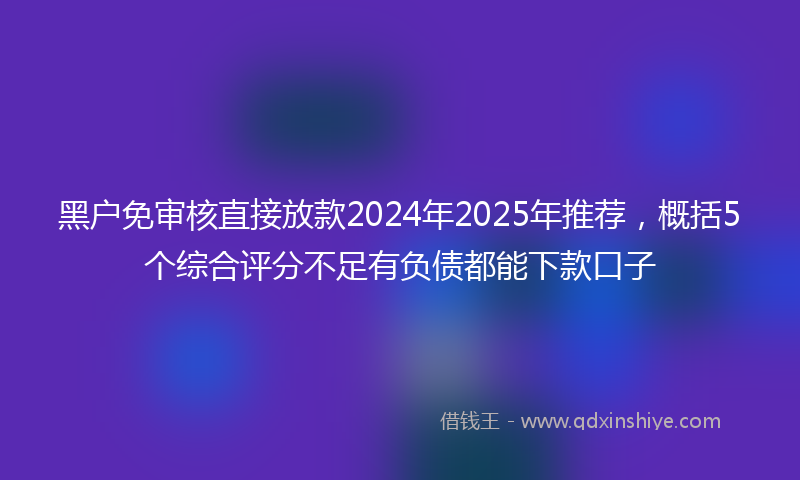 黑户免审核直接放款2024年2025年推荐，概括5个综合评分不足有负债都能下款口子