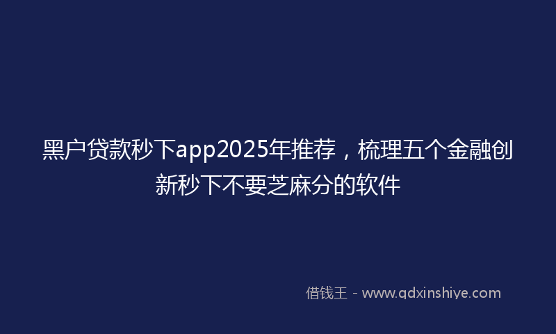 黑户贷款秒下app2025年推荐，梳理五个金融创新秒下不要芝麻分的软件