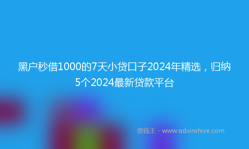 黑户秒借1000的7天小贷口子2024年精选，归纳5个2024最新贷款平台