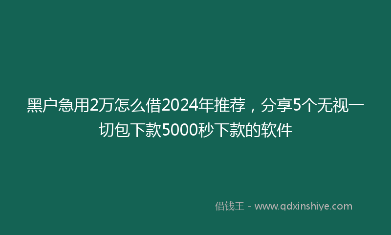 黑户急用2万怎么借2024年推荐，分享5个无视一切包下款5000秒下款的软件