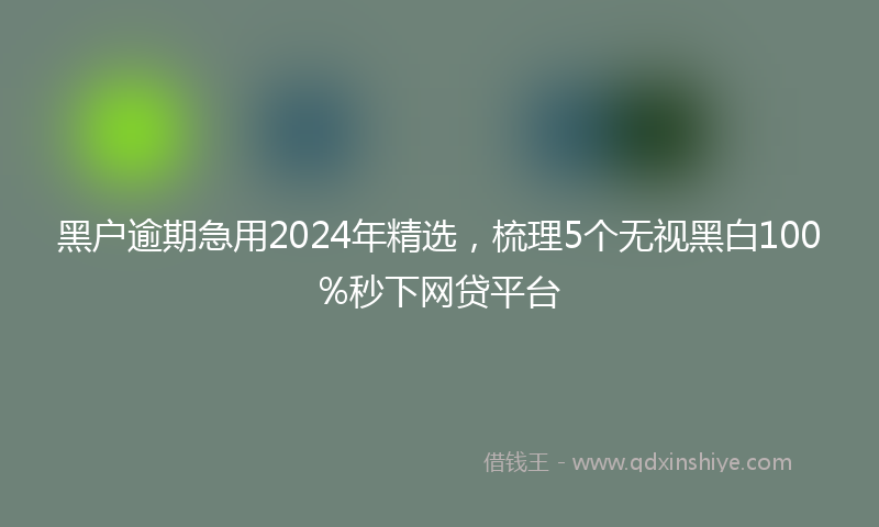 黑户逾期急用2024年精选，梳理5个无视黑白100%秒下网贷平台