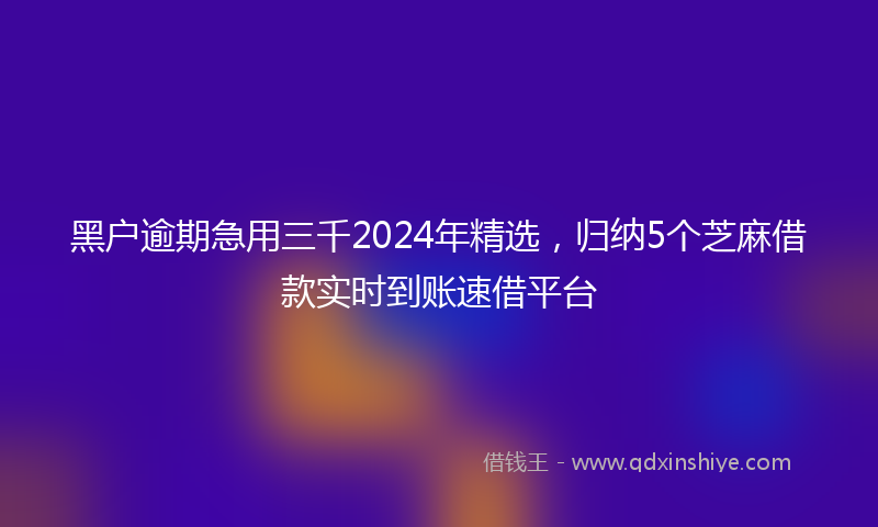黑户逾期急用三千2024年精选，归纳5个芝麻借款实时到账速借平台