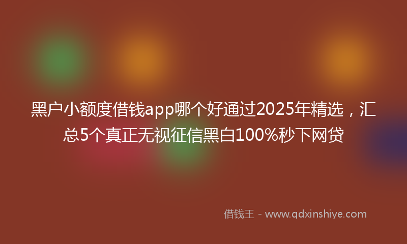 黑户小额度借钱app哪个好通过2025年精选，汇总5个真正无视征信黑白100%秒下网贷