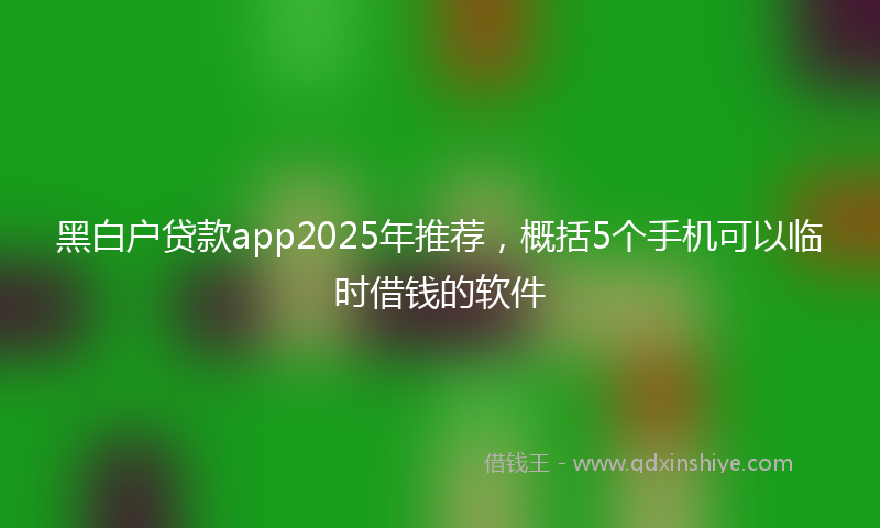 黑白户贷款app2025年推荐，概括5个手机可以临时借钱的软件