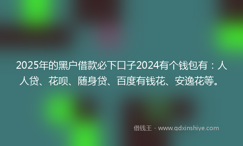 2025年的黑户借款必下口子2024有个钱包有：人人贷、花呗、随身贷、百度有钱花、安逸花等。