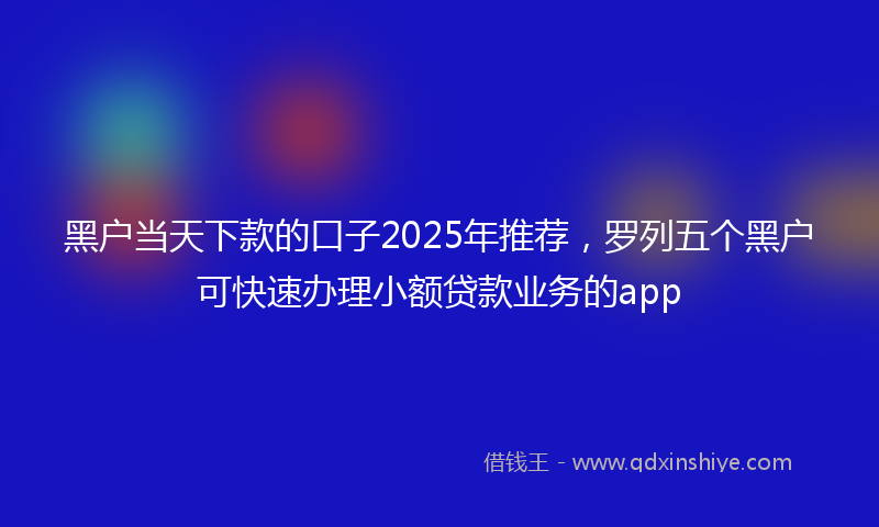 黑户当天下款的口子2025年推荐，罗列五个黑户可快速办理小额贷款业务的app