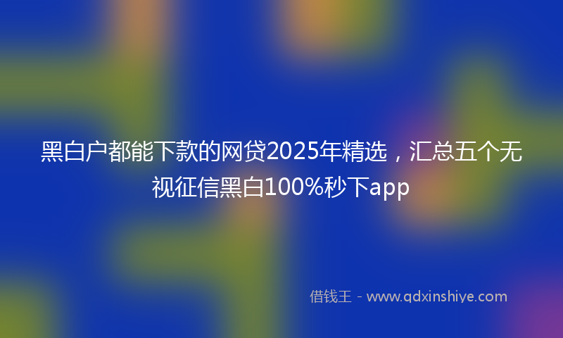 黑白户都能下款的网贷2025年精选，汇总五个无视征信黑白100%秒下app
