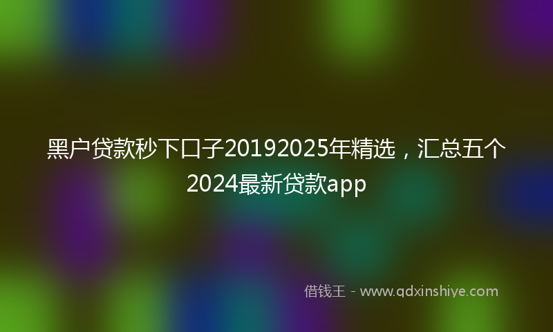 黑户贷款秒下口子20192025年精选，汇总五个2024最新贷款app