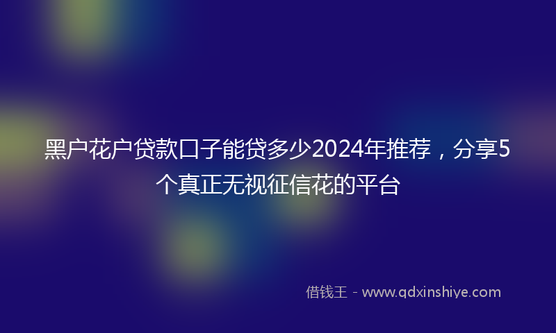 黑户花户贷款口子能贷多少2024年推荐，分享5个真正无视征信花的平台