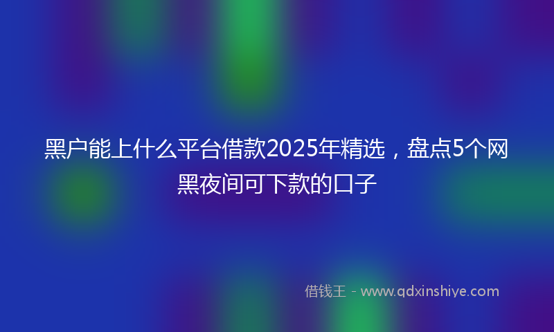 黑户能上什么平台借款2025年精选，盘点5个网黑夜间可下款的口子