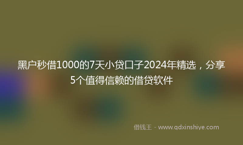 黑户秒借1000的7天小贷口子2024年精选，分享5个值得信赖的借贷软件